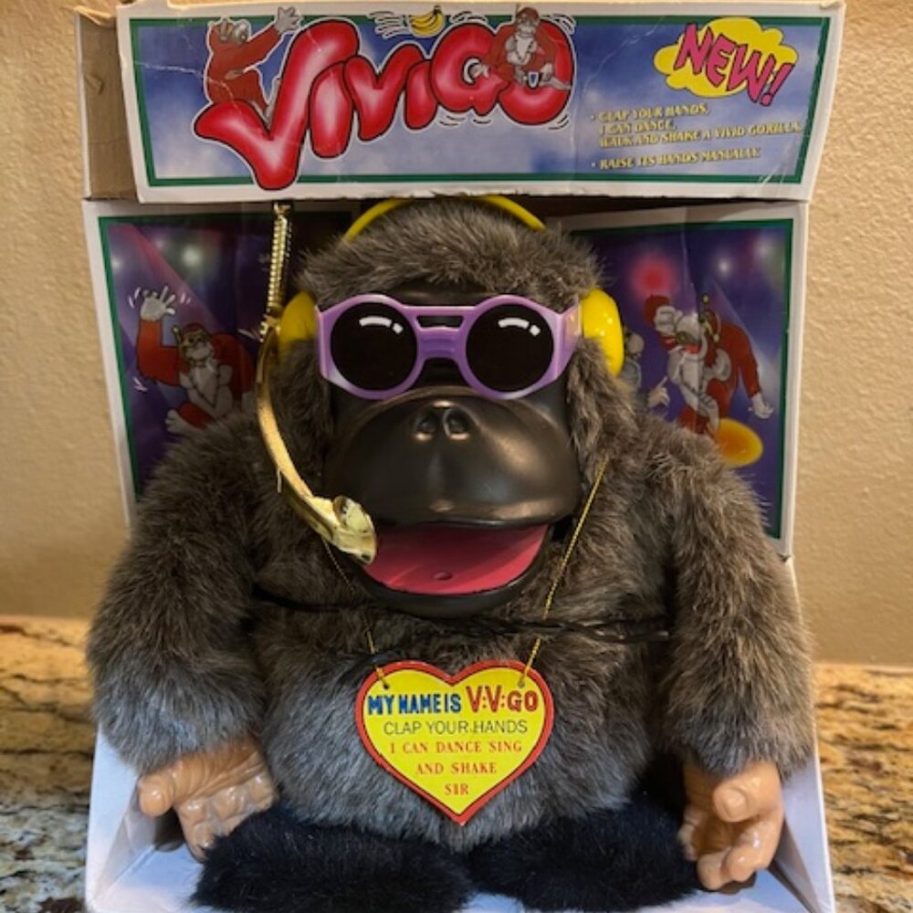 🎉 V.V. Go Dancing Gorilla Toy – Vintage Animated Figure w/ Box! 🎶🦍